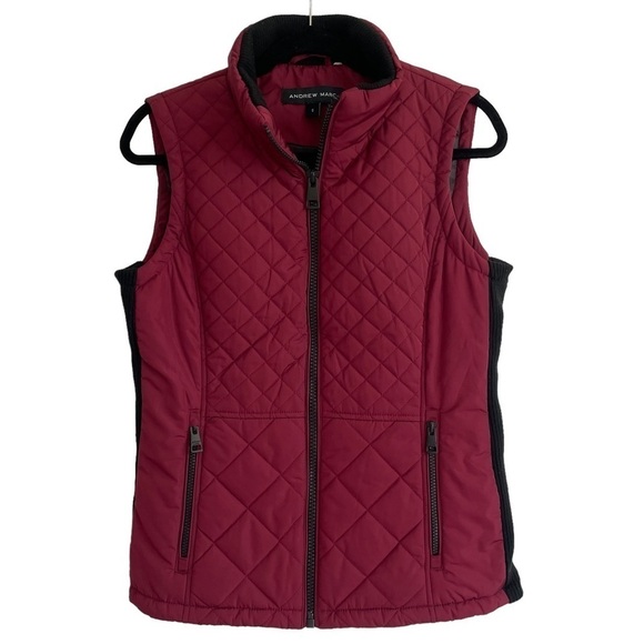 Andrew Marc Quilted Vest Jacket, Red & Black, Size S - Picture 4 of 10